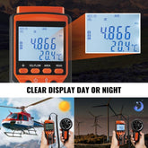 Split Handheld Anemometer, 14℉-140℉, Digital Wind Speed CFM Meter Gauge with LED Backlight Screen, Measures Wind Velocity Wind Temperature Air Flow Wind Chill, for Sailing Surfing Flying HVAC